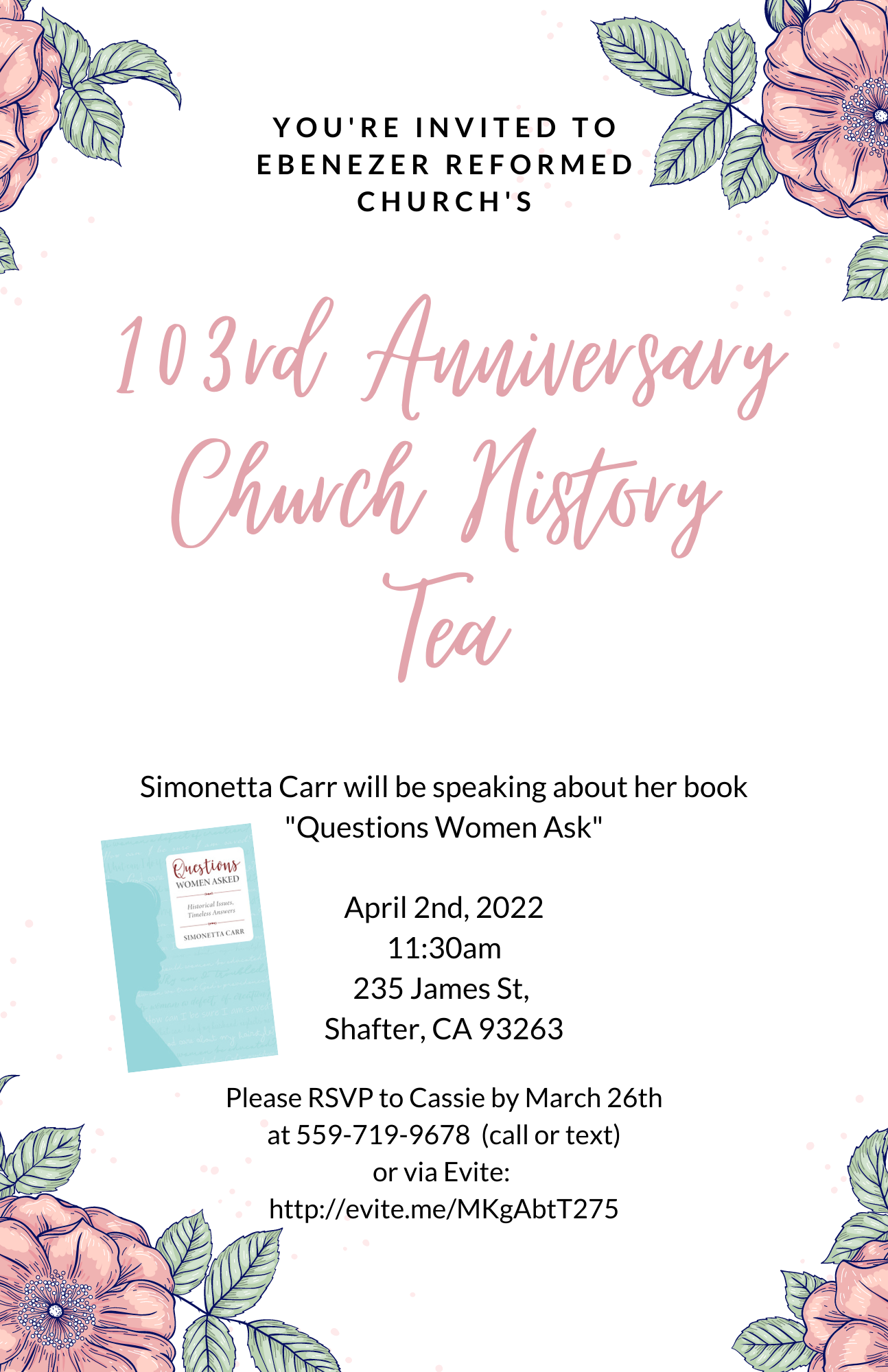 103rd Anniversary Church History Tea